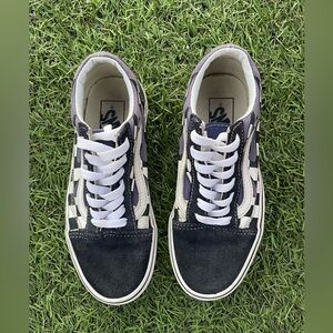 VANS Checkerboard Flame Blue Low Cut Sneakers Blue Sz( Men's 3.5 Women's 5)